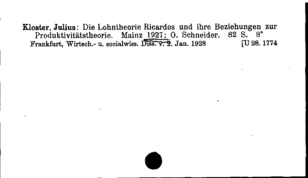 [Katalogkarte Dissertationenkatalog bis 1980]