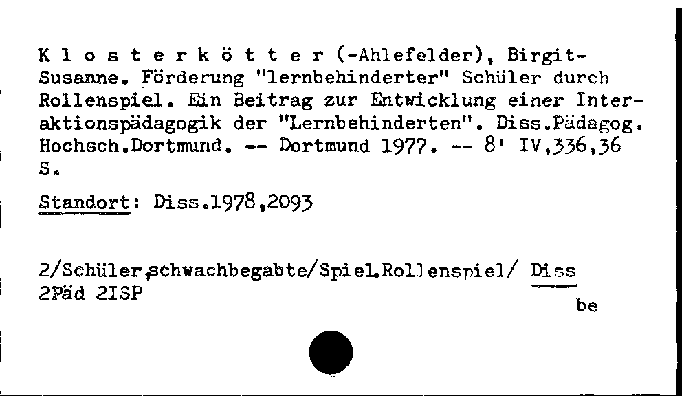 [Katalogkarte Dissertationenkatalog bis 1980]