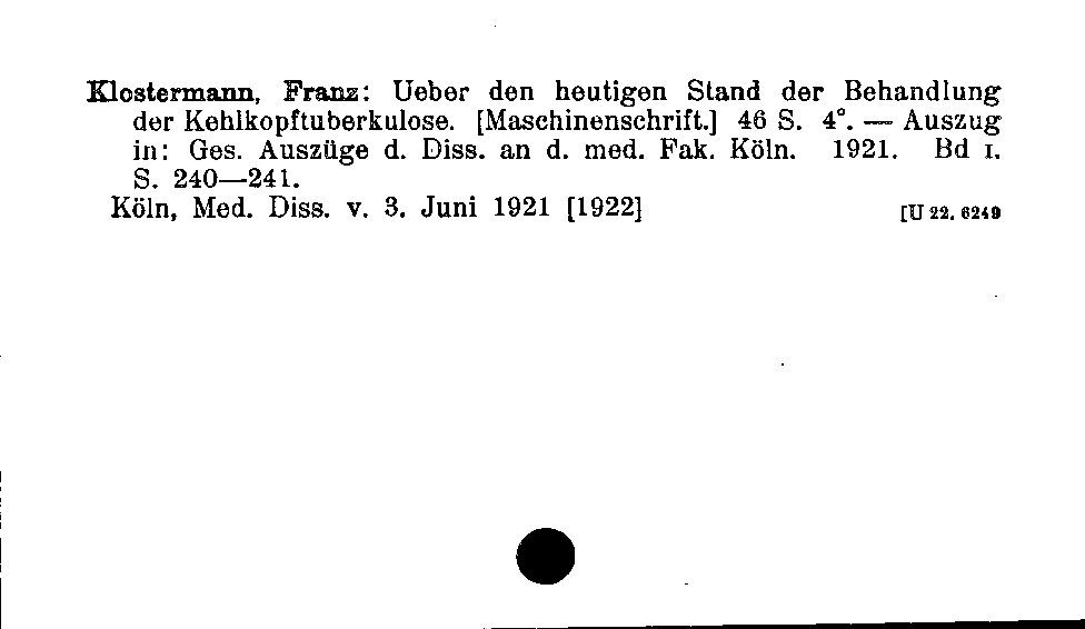 [Katalogkarte Dissertationenkatalog bis 1980]