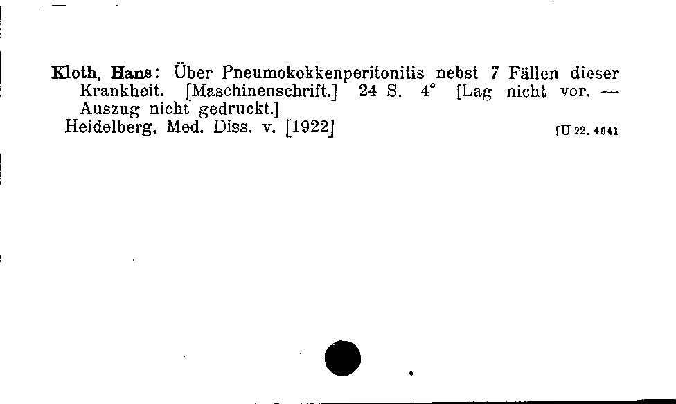 [Katalogkarte Dissertationenkatalog bis 1980]