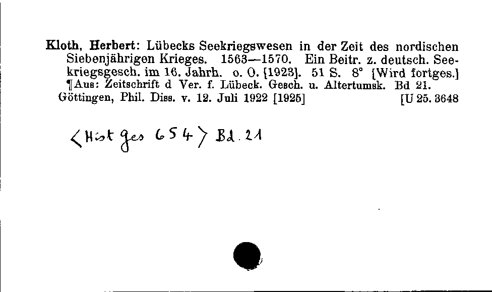 [Katalogkarte Dissertationenkatalog bis 1980]