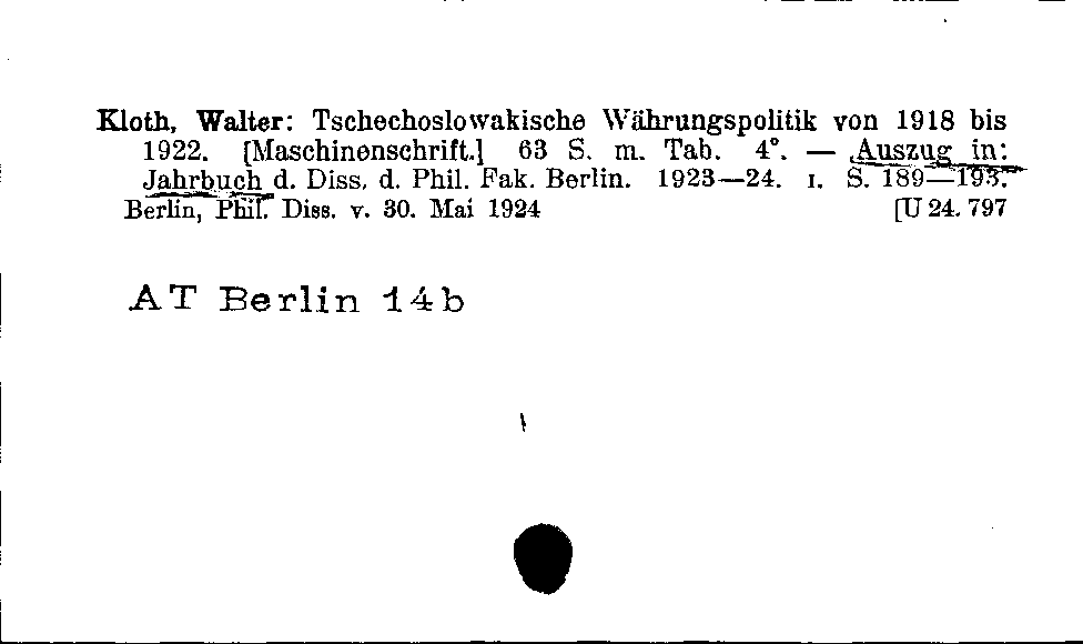 [Katalogkarte Dissertationenkatalog bis 1980]