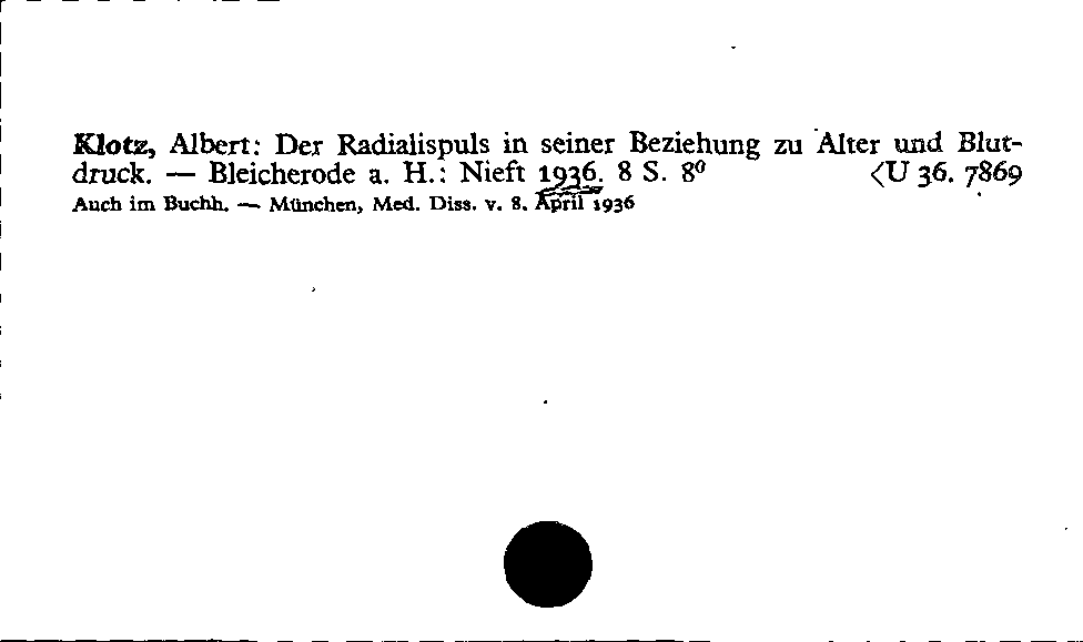 [Katalogkarte Dissertationenkatalog bis 1980]