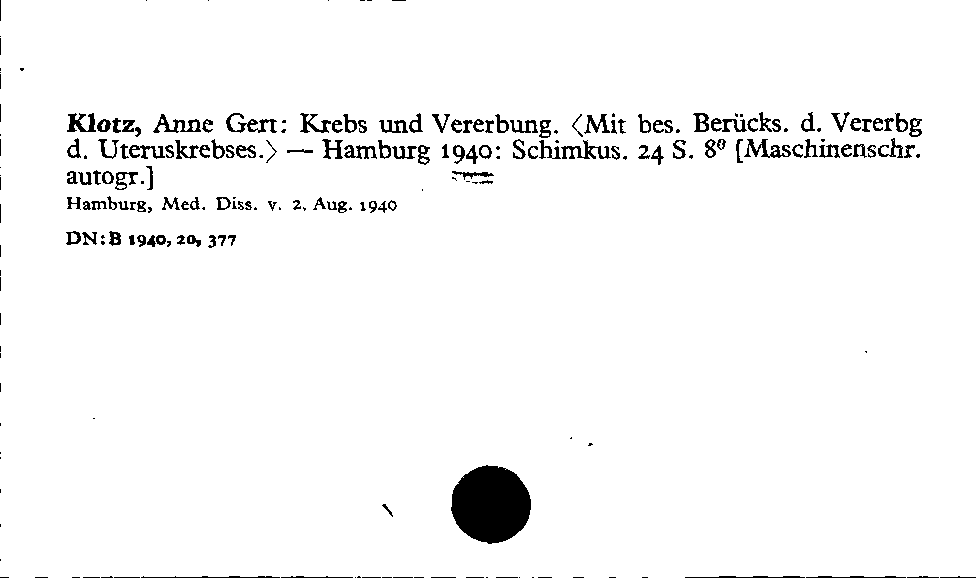 [Katalogkarte Dissertationenkatalog bis 1980]