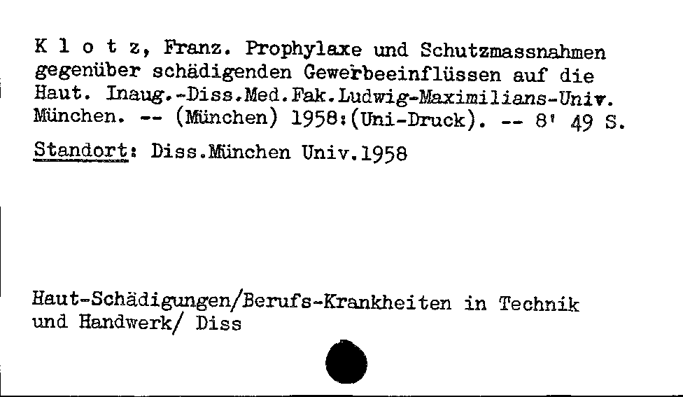 [Katalogkarte Dissertationenkatalog bis 1980]