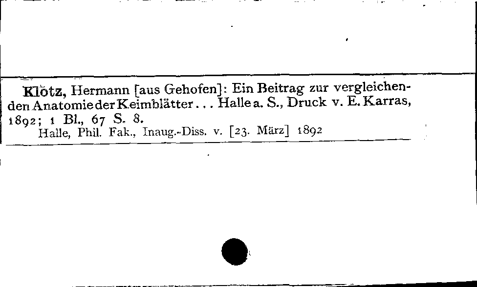 [Katalogkarte Dissertationenkatalog bis 1980]