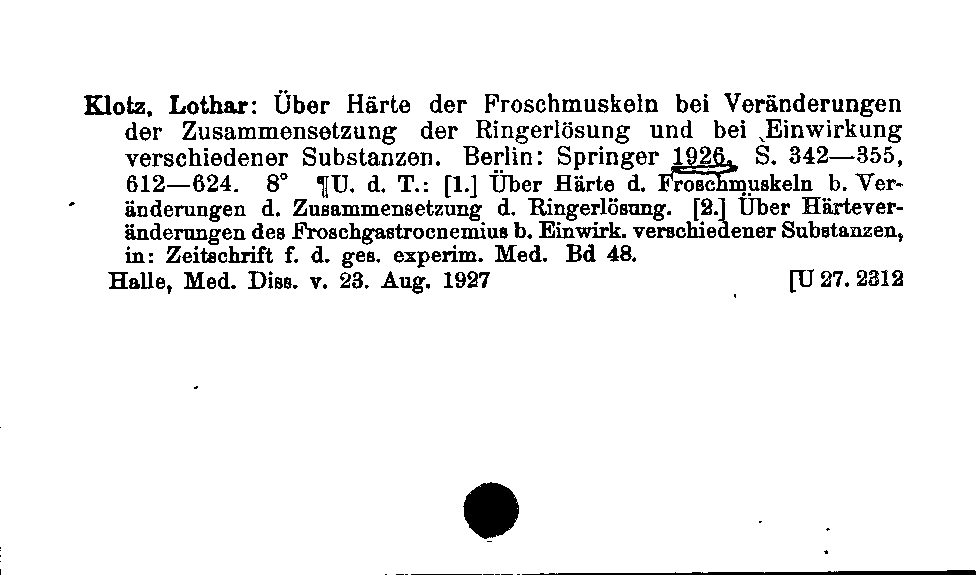 [Katalogkarte Dissertationenkatalog bis 1980]