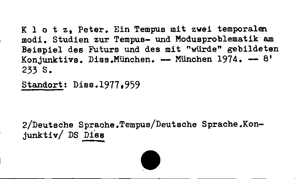 [Katalogkarte Dissertationenkatalog bis 1980]