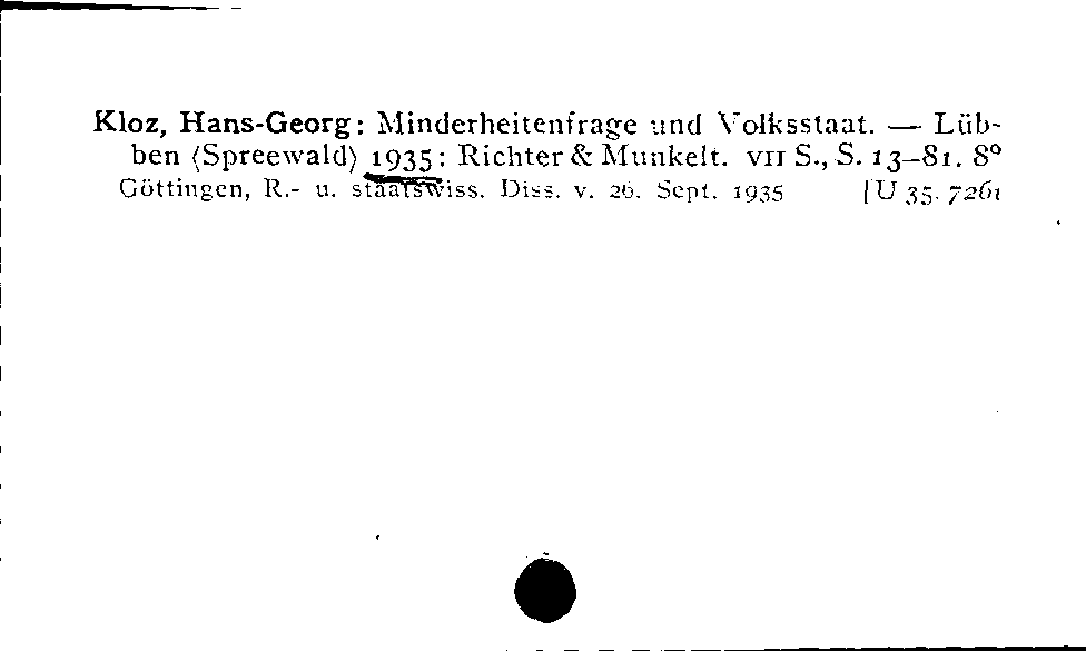 [Katalogkarte Dissertationenkatalog bis 1980]