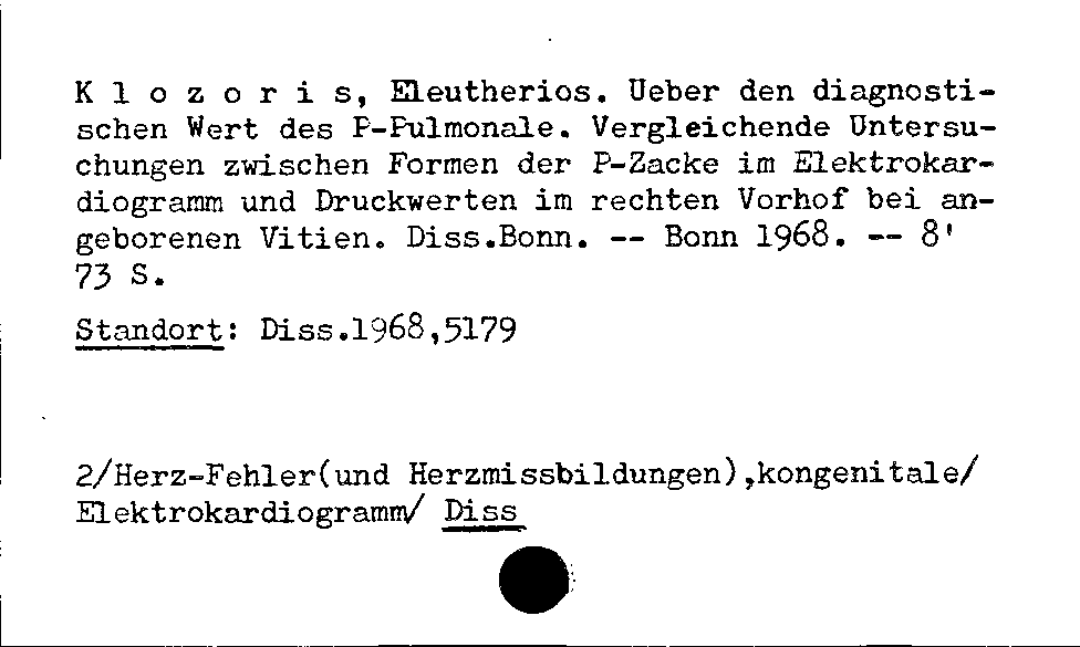 [Katalogkarte Dissertationenkatalog bis 1980]