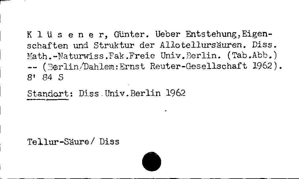 [Katalogkarte Dissertationenkatalog bis 1980]