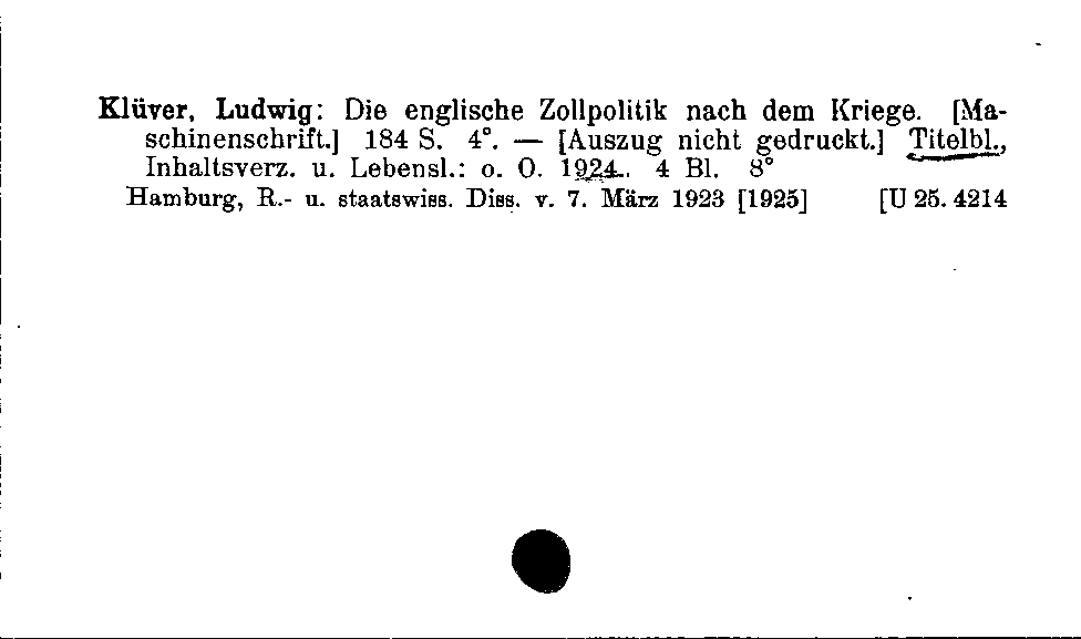 [Katalogkarte Dissertationenkatalog bis 1980]