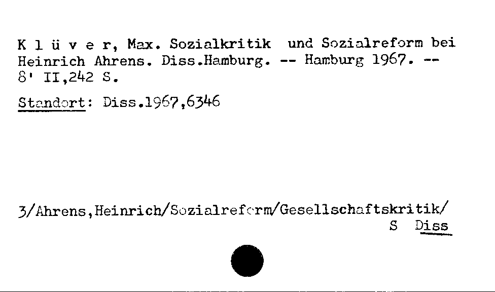 [Katalogkarte Dissertationenkatalog bis 1980]