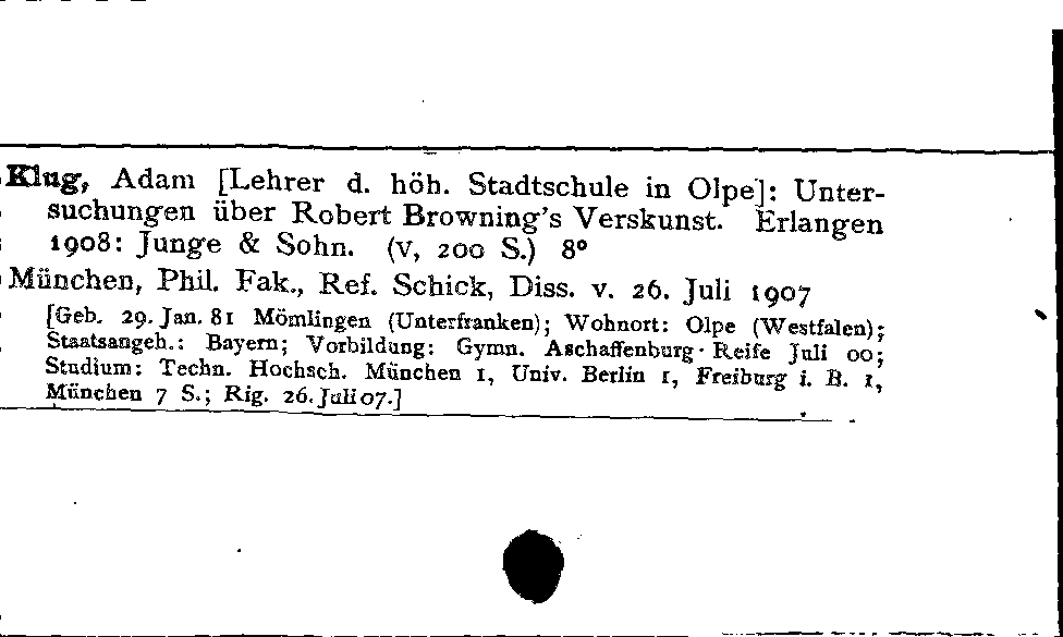 [Katalogkarte Dissertationenkatalog bis 1980]