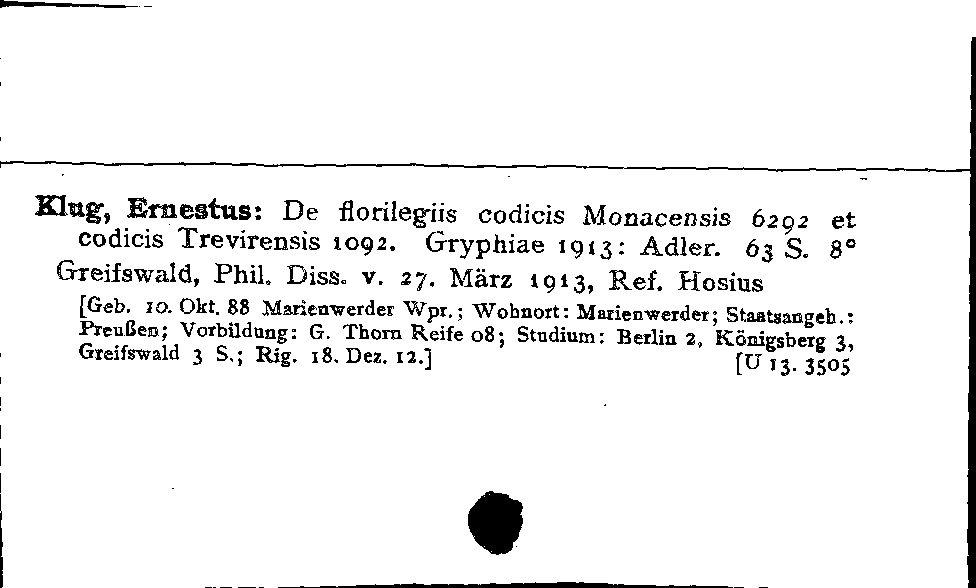 [Katalogkarte Dissertationenkatalog bis 1980]