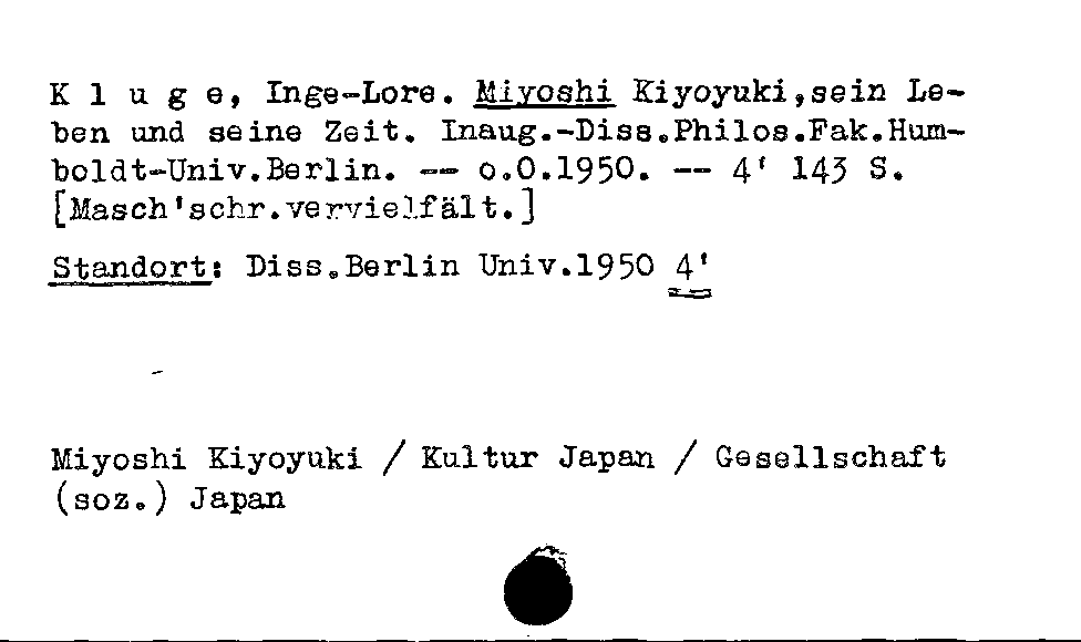 [Katalogkarte Dissertationenkatalog bis 1980]