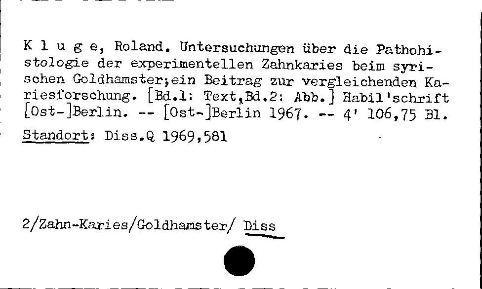 [Katalogkarte Dissertationenkatalog bis 1980]