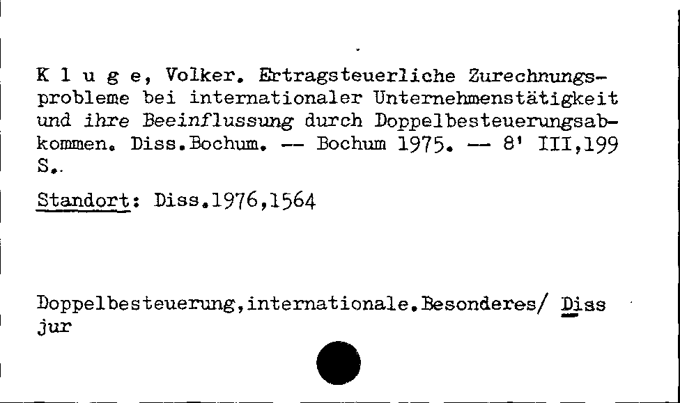 [Katalogkarte Dissertationenkatalog bis 1980]