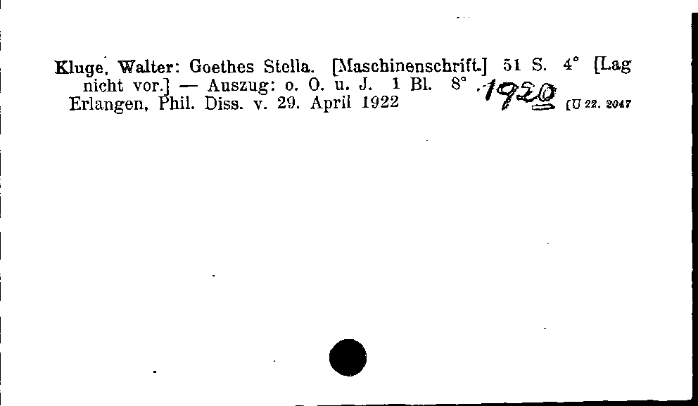 [Katalogkarte Dissertationenkatalog bis 1980]