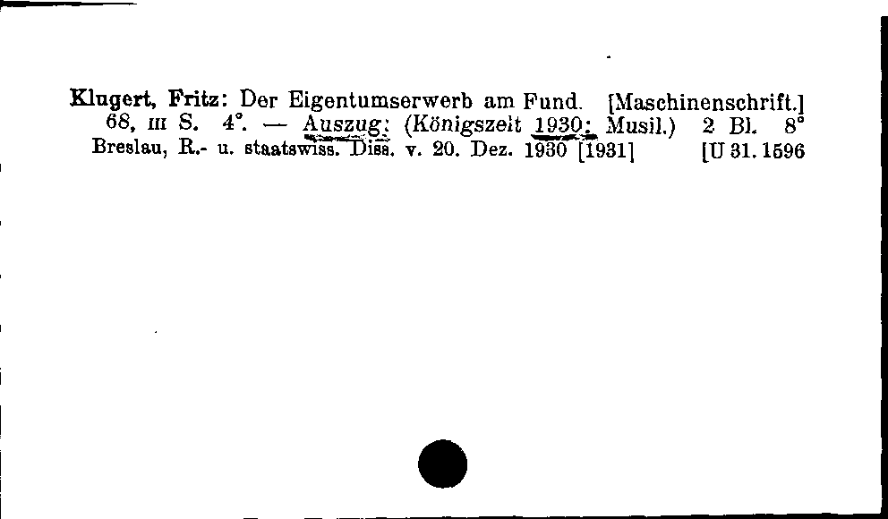 [Katalogkarte Dissertationenkatalog bis 1980]