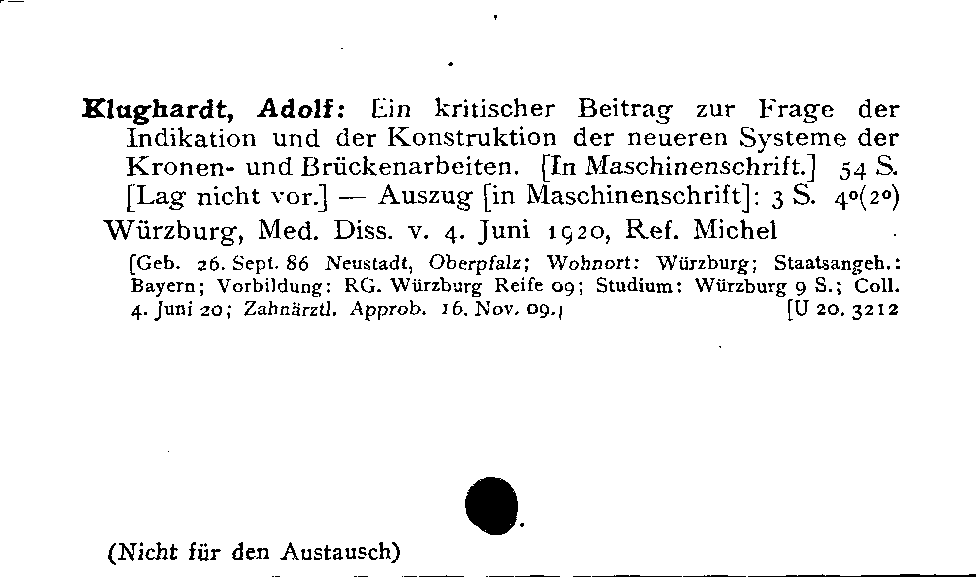 [Katalogkarte Dissertationenkatalog bis 1980]