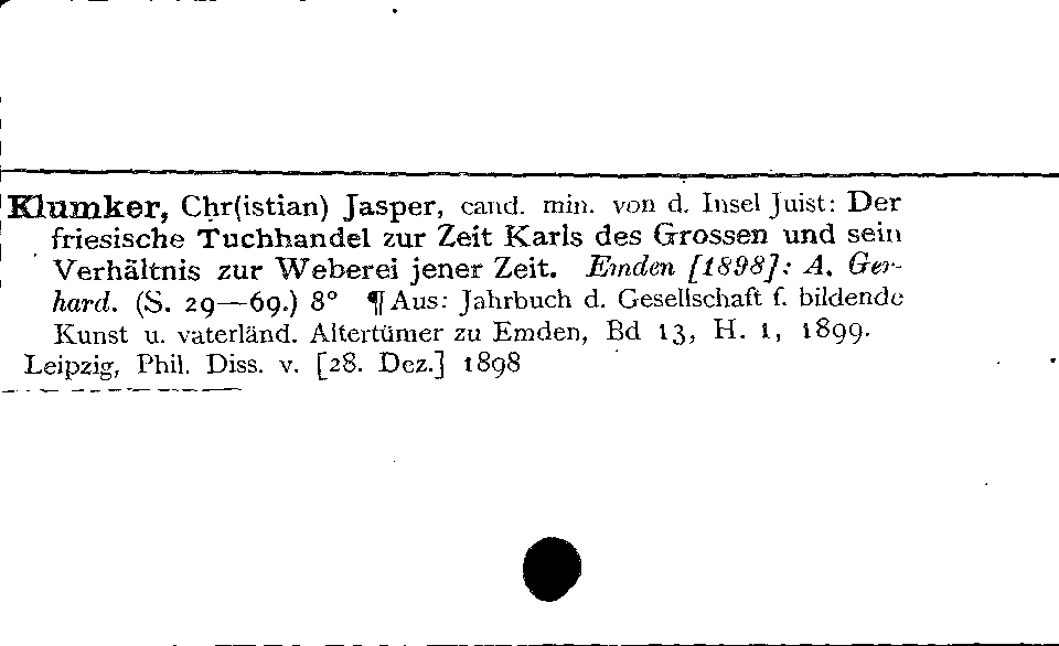 [Katalogkarte Dissertationenkatalog bis 1980]