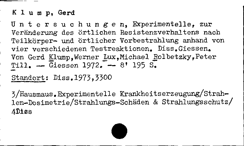 [Katalogkarte Dissertationenkatalog bis 1980]