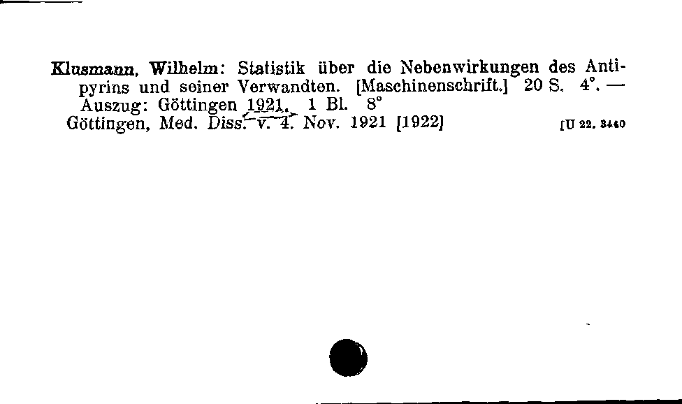 [Katalogkarte Dissertationenkatalog bis 1980]