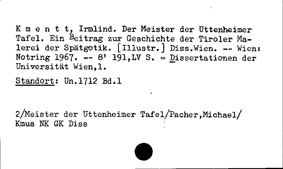 [Katalogkarte Dissertationenkatalog bis 1980]