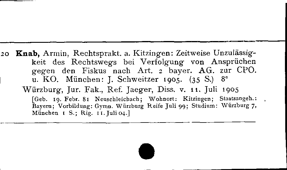 [Katalogkarte Dissertationenkatalog bis 1980]