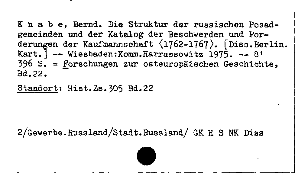 [Katalogkarte Dissertationenkatalog bis 1980]