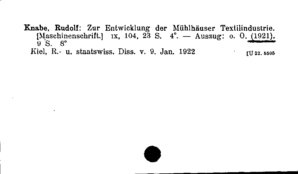 [Katalogkarte Dissertationenkatalog bis 1980]