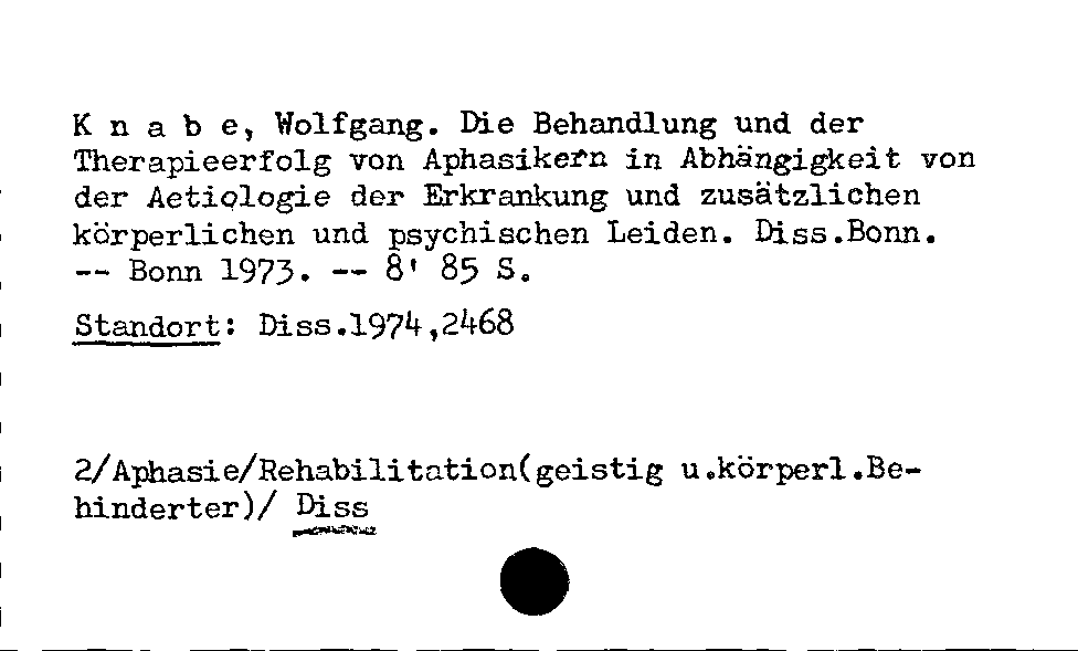 [Katalogkarte Dissertationenkatalog bis 1980]