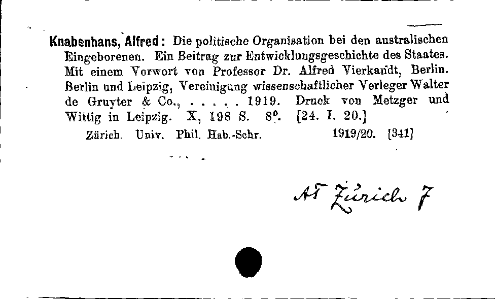 [Katalogkarte Dissertationenkatalog bis 1980]