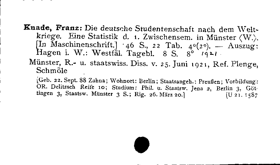 [Katalogkarte Dissertationenkatalog bis 1980]