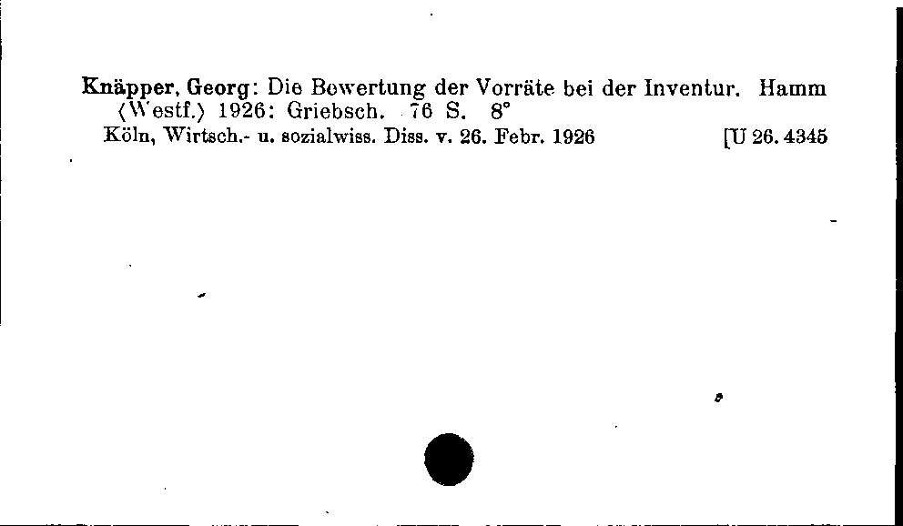 [Katalogkarte Dissertationenkatalog bis 1980]