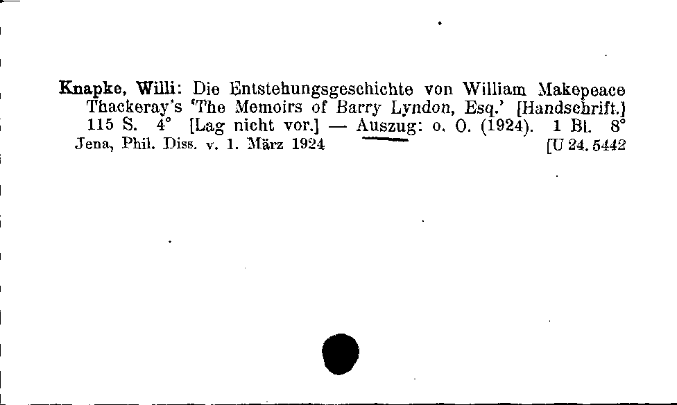 [Katalogkarte Dissertationenkatalog bis 1980]