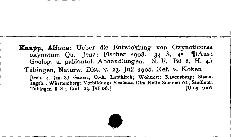 [Katalogkarte Dissertationenkatalog bis 1980]