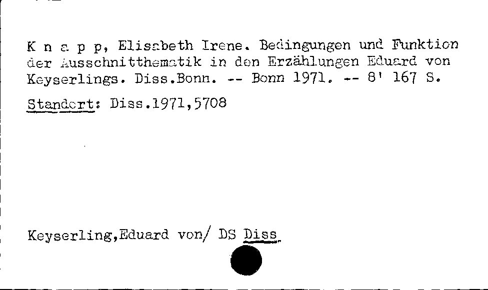 [Katalogkarte Dissertationenkatalog bis 1980]