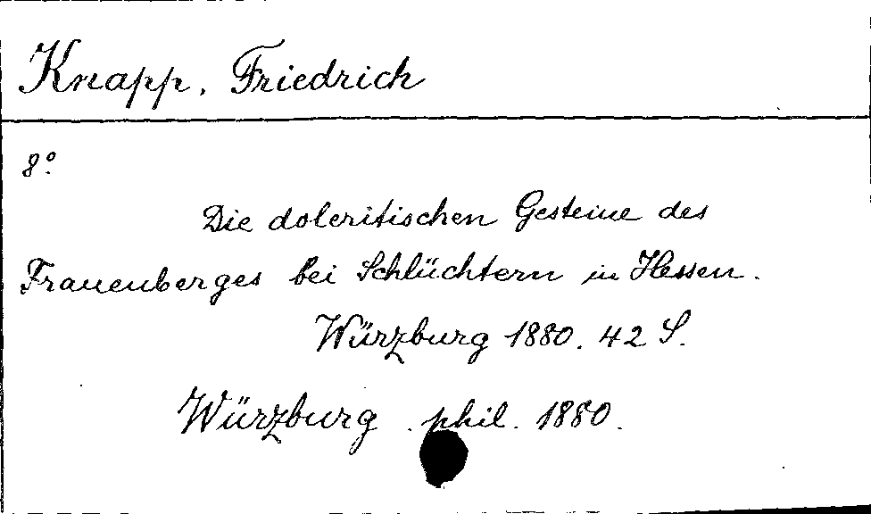 [Katalogkarte Dissertationenkatalog bis 1980]