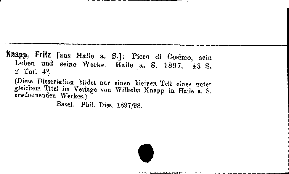 [Katalogkarte Dissertationenkatalog bis 1980]