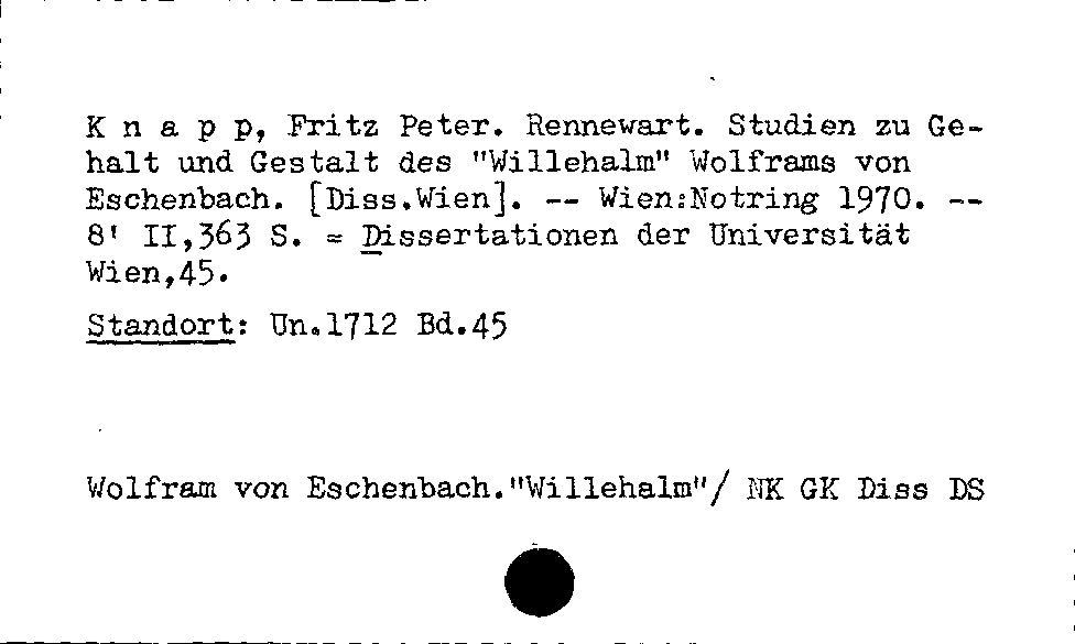 [Katalogkarte Dissertationenkatalog bis 1980]