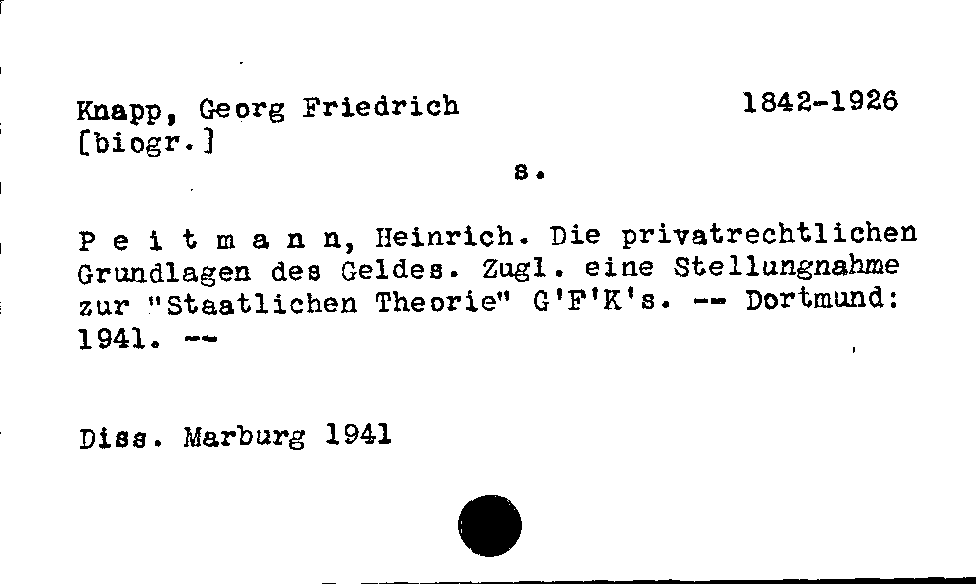 [Katalogkarte Dissertationenkatalog bis 1980]