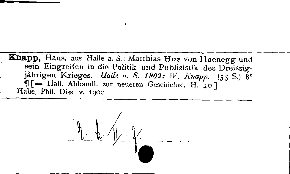 [Katalogkarte Dissertationenkatalog bis 1980]