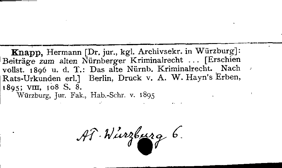 [Katalogkarte Dissertationenkatalog bis 1980]