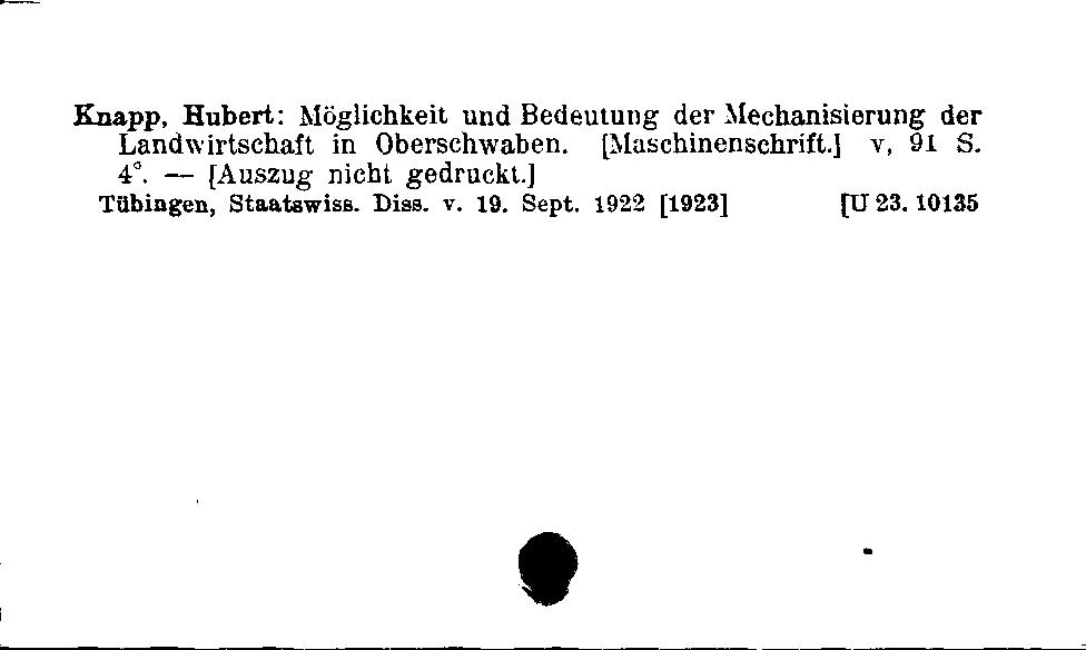 [Katalogkarte Dissertationenkatalog bis 1980]