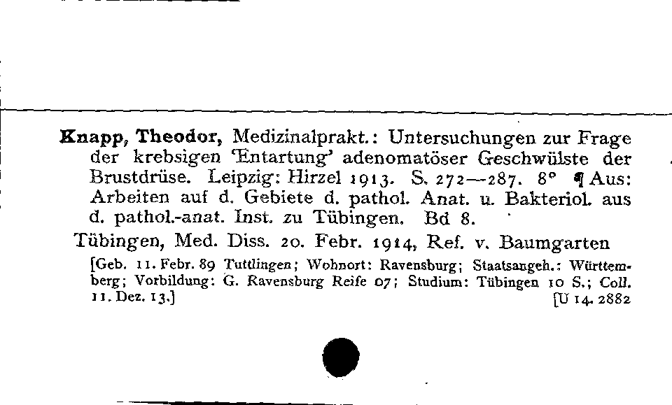 [Katalogkarte Dissertationenkatalog bis 1980]