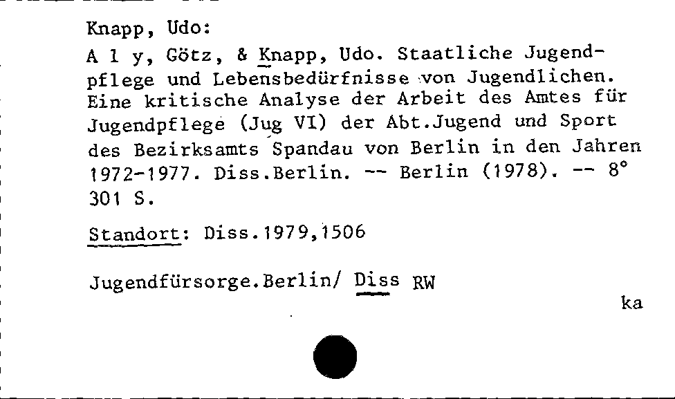 [Katalogkarte Dissertationenkatalog bis 1980]