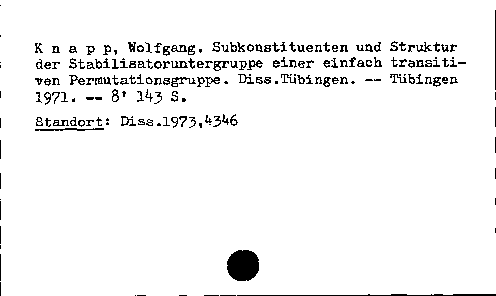 [Katalogkarte Dissertationenkatalog bis 1980]