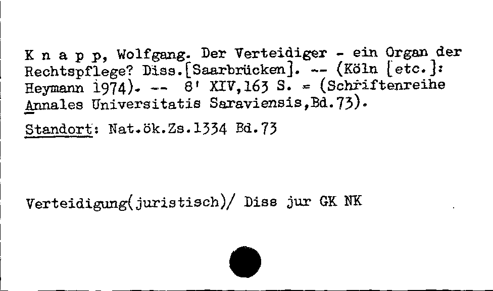 [Katalogkarte Dissertationenkatalog bis 1980]